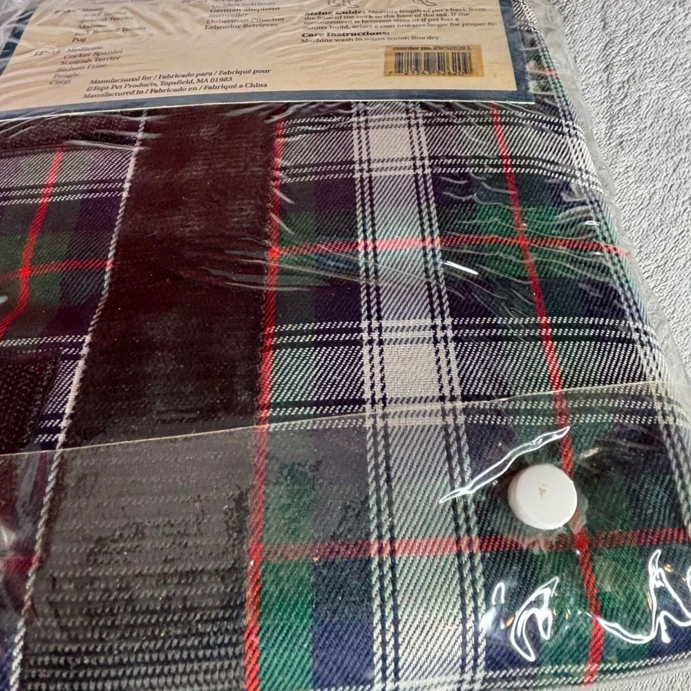 Casual Canine‎ Waterproof Plaid Blanket Coat Dog Size L Green Blue Fleece Lined